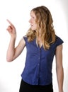 Pointing young woman