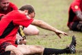 POINTNOIRE/CONGO - 18MAY2013 - Amateur rugby player to warm up