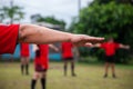 POINTNOIRE/CONGO - 18MAY2013 - Amateur rugby player to warm up