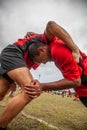 POINTNOIRE/CONGO - 18MAY2013 - Amateur rugby player to warm up