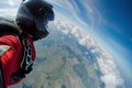 pointofview shot from tandem skydivers helmet cam Royalty Free Stock Photo