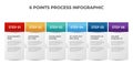 6 points of block list process diagram, infographic element template vector