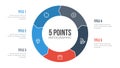 5 points circle infographic element vector with arrows, can be used for workflow, steps, options, list, processes, presentation Royalty Free Stock Photo