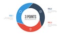 3 points circle infographic element vector, can be used for workflow, steps, options, list, processes, presentation slide, report Royalty Free Stock Photo