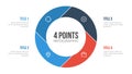 4 points circle infographic element vector, can be used for workflow, steps, options, list, processes, presentation slide, report