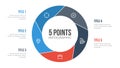 5 points circle infographic element vector, can be used for workflow, steps, options, list, processes, presentation slide, report