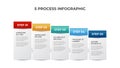 5 points of process diagram, infographic element template vector