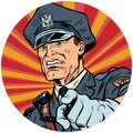 Points serious police officer pop art avatar character icon