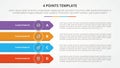 4 points stage list template infographic concept for slide presentation with long rectangle with arrow edge stack vertical with
