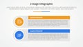 2 points stage template for comparison opposite infographic concept for slide presentation with big rectangle table box with round
