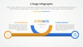 2 points stage template for comparison opposite infographic concept for slide presentation with creative horizontal line and