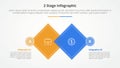 2 points stage template for comparison opposite infographic concept for slide presentation with diamond shape rotate square
