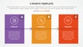 3 points stage template infographic concept for slide presentation with big block table box with arrow with 3 point list with flat