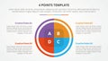 4 points stage template infographic concept for slide presentation with big circle pie chart 4 point list with flat style