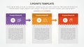 3 points stage template infographic concept for slide presentation with creative box table with big header and arrow with 3 point