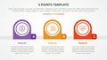 3 points stage template infographic concept for slide presentation with creative round circle horizontal with 3 point list with