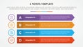 4 points stage template infographic concept for slide presentation with long rectangle with arrow edge 4 point list with flat