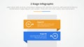 2 points stage template infographic concept for slide presentation with rectangle box vertical stack with 5 point list with flat