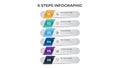 6 points of steps diagram, vertical list layout, infographic template vector