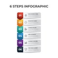 6 points of steps, list diagram layout with number, infographic element template vector
