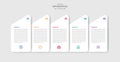 5 points template infographic with creative box table stacked list layer horizontal with drop shadow style with four stage list