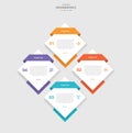 4 points template infographic with diamond in big structure component with drop shadow style with 4 stage list information