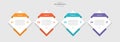 4 points template infographic with diamond shape with ribbon header badge with drop shadow style with 4 stage list information