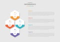 4 points template infographic with hexagon vertical structure with stacked list information with drop shadow style with four stage Royalty Free Stock Photo