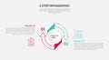 2 points template infographic outline style with 2 point stage or step comparison template with big circle arrow outline cycle