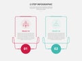 2 points template infographic outline style with 2 point stage or step comparison template with creative line box with swirl