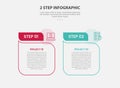 2 points template infographic outline style with 2 point stage or step comparison template with table box with fluid line like