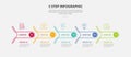 5 points template infographic outline style with 5 point step template with creative arrow with round edge on horizontal timeline