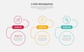 3 points template infographic outline style with 3 point step template with creative circle top and bottom with horizontal