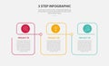 3 points template infographic outline style with 3 point step template with creative linked table with circle header for slide