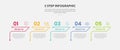 5 points template infographic outline style with 5 point step template with creative table content with arrow line header for