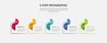 5 points template infographic outline style with 5 point step template with half circle slice opposite position with timeline
