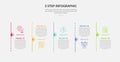 5 points template infographic outline style with 5 point step template with line divider vertical on timeline style for slide