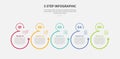 5 points template infographic outline style with 5 point step template with open big circle with small at top for slide
