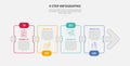 4 points template infographic outline style with 4 point step template with rectangle box with arrow line through for slide