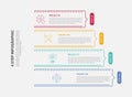 4 points template infographic outline style with 4 point step template with outline rectangle vertical stack with arrow on edge