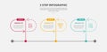 3 points template infographic outline style with 3 point step template with timeline style with round container and arrow line for