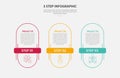3 points template infographic outline style with 3 point step template with vertical round rectangle with horizontal title badge