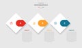 3 points template infographic with rhombus diamond shape with horizontal direction with drop shadow style with three stage list Royalty Free Stock Photo