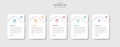 5 points template infographic with round box table with curve slice at header with drop shadow style with four stage list