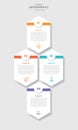 4 points template infographic with tall hexagon on vertical structure with drop shadow style with four stage list information Royalty Free Stock Photo