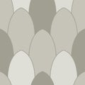 Pointy scale scallop vector seamless pattern background.Neutral ecru beige oval oblong overlapping shapes backdrop