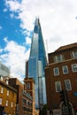 Pointy skyscraper made of mirrors, high, on the river Thames Royalty Free Stock Photo