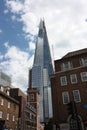 Pointy skyscraper made of mirrors, high, on the river Thames Royalty Free Stock Photo