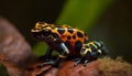 Poison arrow frog sitting on green leaf generated by AI Royalty Free Stock Photo