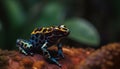 Poison arrow frog spotted, poisonous, green color generated by AI Royalty Free Stock Photo